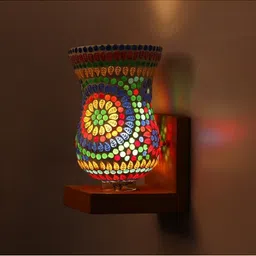 1ST TIME Multicoloured & Multicoloured Textured Wood Frustum Shaped Wall Lamp image 5