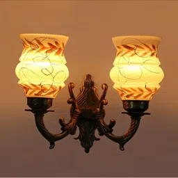 1ST TIME White & White Printed Metal Traditional Abstract Shaped Shaped Wall Lamp image 3