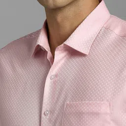 Louis Philippe Geometric Printed Spread Collar Pure Cotton Slim Fit Formal Shirt image 3