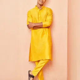 VASTRAMAY Men Mandarin Collar Straight Kurta image 5