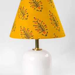 Inara Mustard Printed Metal Contemporary Bell Shaped Table Lamp-picture-20