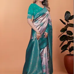SHOPLANCE Ethnic Motifs Zari Silk Blend Handloom Banarasi Saree image 5