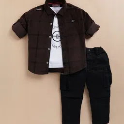 KIDZELLO Boys Printed T-shirt and Shirt with Trousers-picture-29