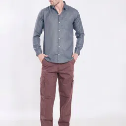 DIVISIVE Men Textured Spread Collar Linen Casual Shirt image 3