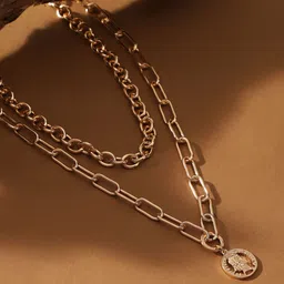 SOHI The Coin Chainlink Gold-Plated Layered Necklace-picture-18
