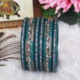 TAJ BRIDAL STORE Set Of 6 Kundan-Studded Bangle image 1