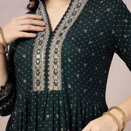 Stylum Women Ethnic Motifs Printed Pleated Kurta with Trousers & With Dupatta image 2