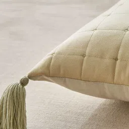 Home Centre Oriental Tansy Green Quilted Square Pre-Filled Cushion image 3