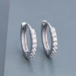 Kushal's Fashion Jewellery 92.5 Sterling Silver Rhodium-Plated Zircon Hoop Earrings-picture-29