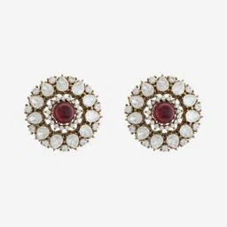 Kushal's Fashion Jewellery Kundan Floral Studs image 2