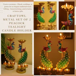 craftowl Metal Peacock Tealight Candle Holder for Home Decor & Festive Gifting Iron Tealight Holder Set image 5