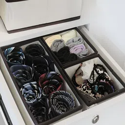 HOUSE OF QUIRK Beige Set of 6 Regular Drawer Organiser Organisers image 4