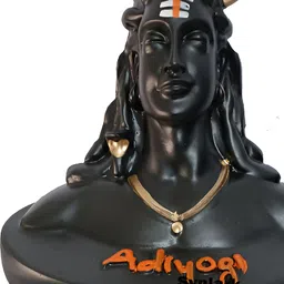 Navyaksh Black & Gold-Toned Small Adiyogi Bhagwan Shiv Ji Idol Showpiece image 2