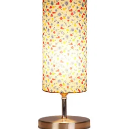 Devansh White & Pink Steel Table Lamp With Floral Printed Cotton Shade image 4