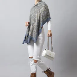 LOOM LEGACY Women Blue & Grey Printed Stole image 4