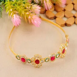 Anouk Gold-Plated Artificial Stones Studded Sheeshphool Head Jewellery image 4