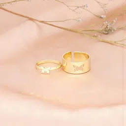 TheVineGirl Unisex Set Of 2 Gold-Plated Butterfly Matching Wrap Couple Finger Rings-picture-19