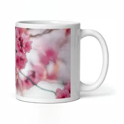 Mr UVD White & Pink Floral Printed Ceramic Glossy Mug - 350 ml image 2