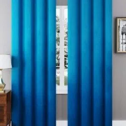 Aura Turquoise Blue 2 Pieces Velvet Window Curtain-picture-14