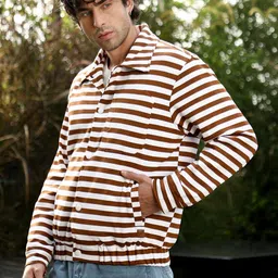 Campus Sutra Men Striped Lightweight Bomber Jacket image 3