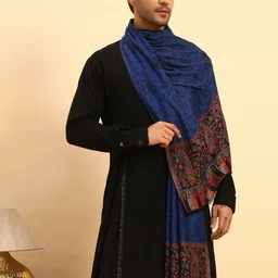 Pashmoda Men Floral Woven Design Gulpari Kaani Stole-picture-10
