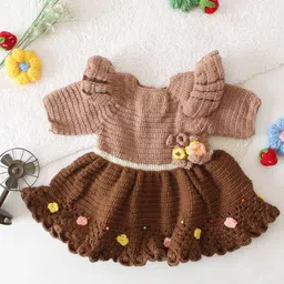 Woonie Flutter Girls Self Design Fit & Flare Dress image 1