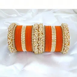 poshing Orange Glass Artificial Stones & Beads Bangles-picture-25