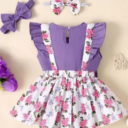 Hopscotch Girls Floral Ruffled Onesie with Headband image 3