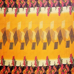 KALINI Yellow & Black Floral Pure Georgette Fusion Dharmavaram Saree image 5