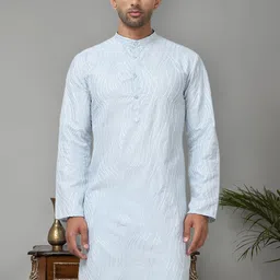Jompers Men Leheriya Embroidered Chikankari Kurta-picture-33