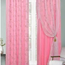 Aura Pink 2 Piece Embroidered Long Door Curtain-picture-13