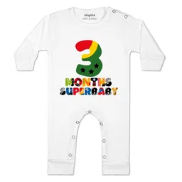 Arvesa Kids-Unisex White Cotton Rompers-picture-15