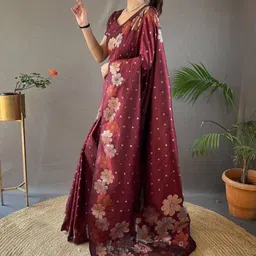 ZIKARAA Floral Zari Designer Saree image 4