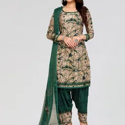 attigo Unstitched Printed Cotton Blend Kurta & Patiyala Dress Material with Dupatta image 3