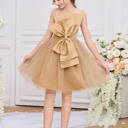 StyleCast x Revolte Girls Shoulder Straps Satin Solid Fit & Flare Dress image 5