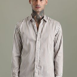 Banana Club Men Classic Slim Fit Opaque Striped Casual Shirt-picture-6