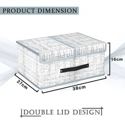 Aura Navy Blue & White 4 Pieces Printed Foldable Double Lid Drawer Organisers image 5