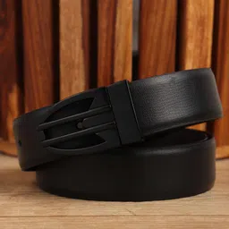 WINSOME DEAL Men Push Pin Closure Textured Formal Belt image 5