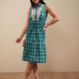 Vishudh Checked Fit & Flare Mini Dress-picture-41