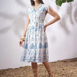 Vara By Vishudh Bohemian Print Fit & Flare Dress-image-77