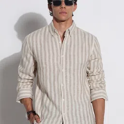 SHOWOFF Striped Spread Collar Comfort Slim Fit Cotton Shirt-picture-22