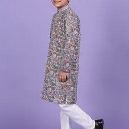 KRAFT INDIA Boys Ethnic Motifs Printed Kurta with Pyjama image 5