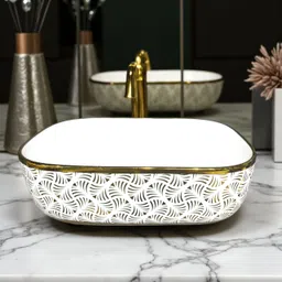 WARRIX LUXURIOUS CERAMIC WASH BASIN | TABLE TOP | DESIGN WASH BASIN | 12 CRETA-G-1301 Counter Top image 1