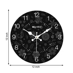 OLIVE TREE Black & White Printed Contemporary MDF Wooden Analogue Wall Clock image 5