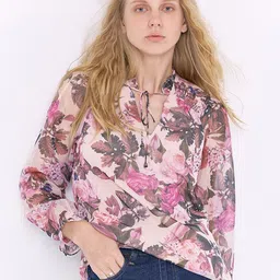 COVER STORY Women Floral Printed Tie-Up Neck Top-image-74