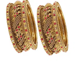 zulka Set of 6 Zircon Gemstone Studded Metal Bangle-picture-25