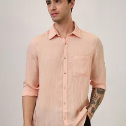 SPYKAR Men Slim Fit Textured Spread Collar Casual Shirt-image-68