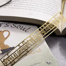 DULI Gold Toned Gayatri Mantra Designed Brass Bookmark image 2