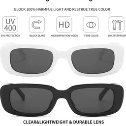 SPADEACES Unisex Black Lens & Black Rectangle Sunglasses with image 2