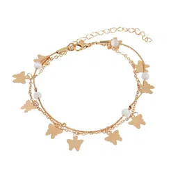 DressBerry Stainless Steel Artificial Stones Studded And Beaded Anklet-picture-13